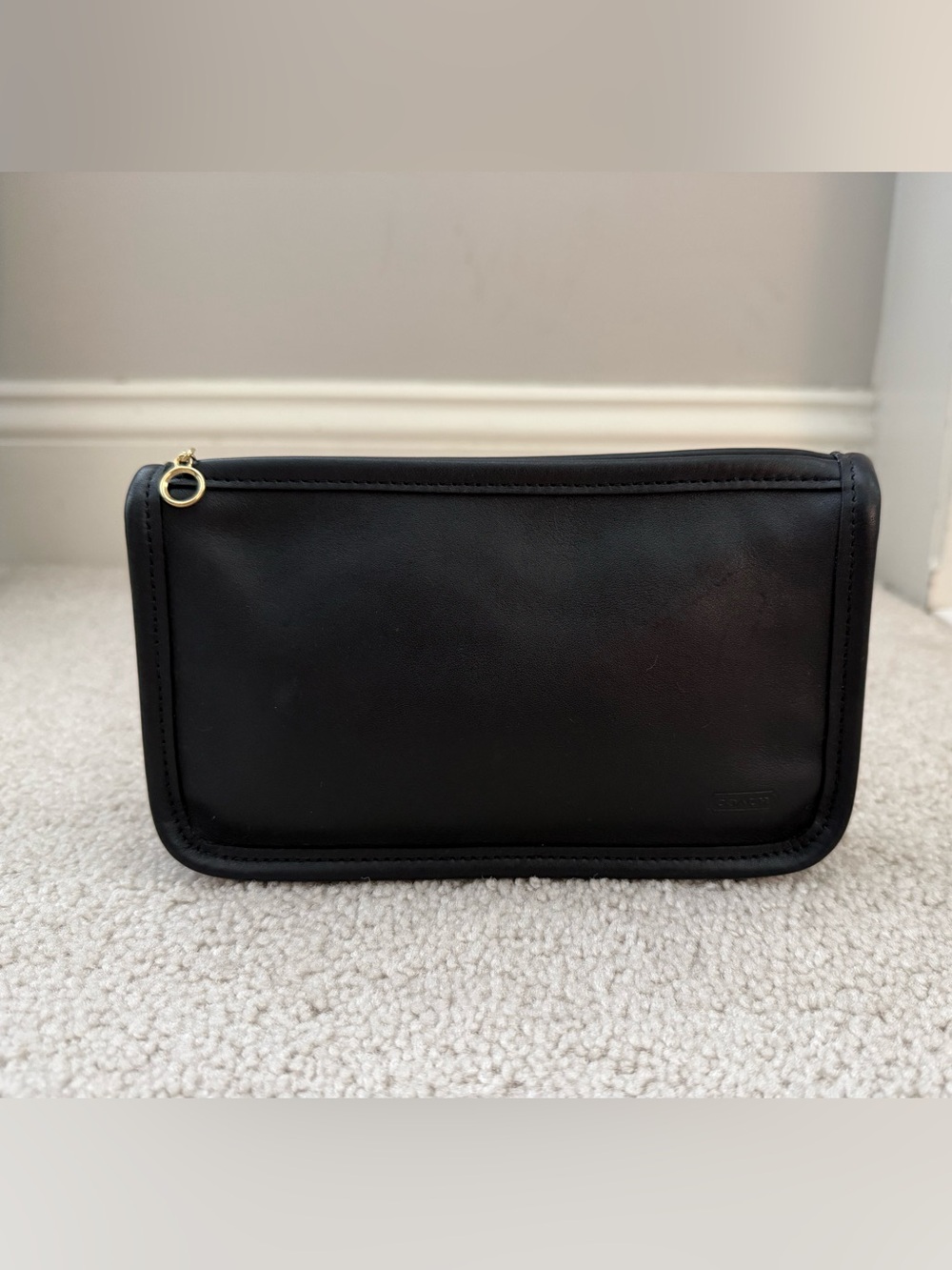 Vintage Coach Black Leather Chunky Case 7165 Cosmetic Pouch Clutch Bag USA